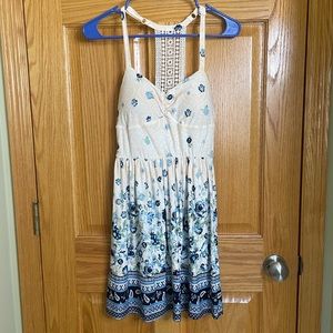 Cream with blue flowers summer dress